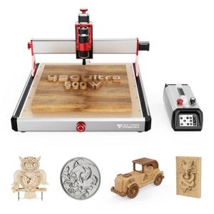TTC450 Ultra CNC Router Desktop CNC Router 465x465mm Large Work Area, 500W Spindle 3.5-inch Touch Screen, All-Metal 3-Axis Engraving Machine for Wood, Acrylic, MDF, Aluminum, Plastic, Metal Carving