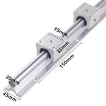 GUWANJI Linear Rail 2 PCS SBR20-2000mm Linear Slide Rails and 4 PCS SBR20UU Square Type Bearing Blocks, SBR20 Linear Rail Kit for Automated Machines Equipments and DIY CNC Routers(78.7'')