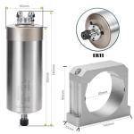 Genmitsu CNC Spindle Motor Kits, 2.2KW Water Cooled Spindle Motor, with VFD & Water Pump, 80mm Diameter Aluminum Clamp Mount, ER20 Collet, 0.003mm Accuracy for CNC Router Machine Metal Carving