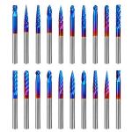 Hakkin 20 Pcs Carbide Rotary Burrs Set, End Mill CNC Router Bit