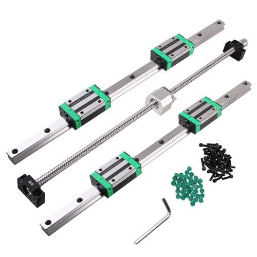 ANWOK 2Pcs HGR20-1500mm Linear Guide Rail +1Pcs SFU/RM1605-1500mm Ballscrew with BF12/BK12 Kit DSG16H Nut Housing, Coupling, Linear Slide Rail Guide Rail Square for DIY CNC Routers Lathes Mills