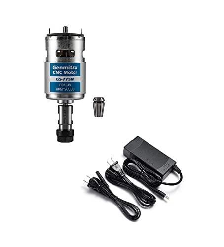 Genmitsu GS-775M 20000RPM 775 CNC Spindle Motor with 5mm ER11 Collet Set + Genmitsu Power Supply Adapter for CNC Router 3018-PRO/3018-PROVer/3018-PROVer Mach 3
