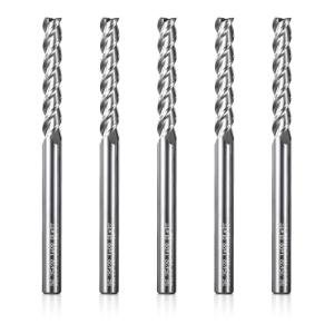 Genmitsu 5pcs End Mills CNC Router Bits, 1/4" Shank Tungsten Steel CNC Cutter for Milling Machine with 3-Flute Flat Nose Milling Carving Bit Set, Tool for Aluminum, Metal, Plastic, MDF, Wood, 3EMLC05