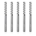 Genmitsu 5pcs End Mills CNC Router Bits, 1/4" Shank Tungsten Steel CNC Cutter for Milling Machine with 3-Flute Flat Nose Milling Carving Bit Set, Tool for Aluminum, Metal, Plastic, MDF, Wood, 3EMLC05