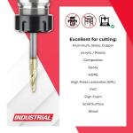 Amana Tool Up Cut Spiral CNC Router Bits for 2D/3D Carving, ZrN Coated, 46287, 5 Deg Tapered Angle Ball Tip 1/8 D x 1/16 R x 3/4 x 1/4 Shank x 3 Flute