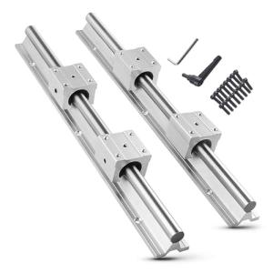 CNCMANS Linear Rail 2PCS SBR12 800mm Linear Guide Fully Supported Linear Rail Shaft Guide 12mm with 4PCS SBR12UU Slide Bearing Block, SBR12-800mm Linear Motion Guides Kit for CNC Machine