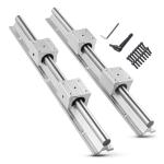 CNCMANS Linear Rail 2PCS SBR12 800mm Linear Guide Fully Supported Linear Rail Shaft Guide 12mm with 4PCS SBR12UU Slide Bearing Block, SBR12-800mm Linear Motion Guides Kit for CNC Machine