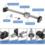 CNCMANS SFU1605 450mm Ballscrew Kit for CNC, Including RM1605 Threaded Spindle Length 450mm with Metal Ballnut, BK12/BF12 End Support, DSG16H Ballnut Housing and BR Couplers for Automated Equipments