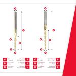 Amana Tool Up Cut Spiral CNC Router Bits Set for 2D/3D Carving Ball Nose, ZrN Coated, AMS-136, 8-Pc, 1/4 Inch Shank