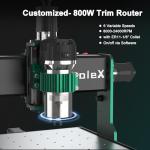 AnoleX CNC Router Machine 3060-Evo Max, All-Metal XYZ Axis Dual Steel Linear Guides with 800W Trimmer Router, ideal for Cutting Aluminum, Brass, Stainless steel, Wood, Acrylic, MDF, Plastics