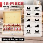 40000RPM 800W Wood Router Tool Compact Trim Router with 15 Wood Router Bits
