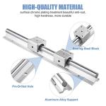 CNCMANS SBR20-200mm Linear Rail Linear Rails and Bearings Kit 2Pcs SBR20 200mm Long Fully Supported Shaft Guide with 4Pcs SBR20UU Linear Bearing Slide Block Linear Guide for CNC Equipments
