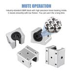 CNCMANS SBR20-200mm Linear Rail Linear Rails and Bearings Kit 2Pcs SBR20 200mm Long Fully Supported Shaft Guide with 4Pcs SBR20UU Linear Bearing Slide Block Linear Guide for CNC Equipments