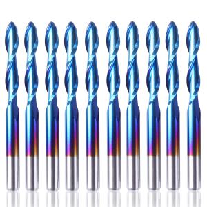 SainSmart Genmitsu 10Pcs Nano Blue Coat Ball Nose End Mill CNC Router Bits, 1/8"
