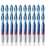 SainSmart Genmitsu 10Pcs Nano Blue Coat Ball Nose End Mill CNC Router Bits, 1/8"