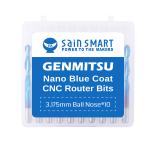 SainSmart Genmitsu 10Pcs Nano Blue Coat Ball Nose End Mill CNC Router Bits, 1/8"
