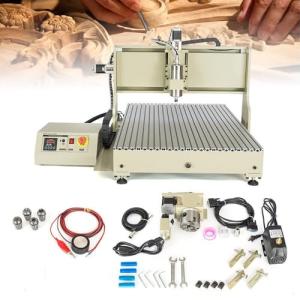 CNC Router Machine 2.2KW 4 Axis 6090 USB CNC Router Kit 3D Engraving Machine + VFD Water-Cooling Spindle Motor +Control Box + Handwheel, Ball Screw, with Limit Switch, US STOCK