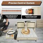 CNC Router Machine 2.2KW 4 Axis 6090 USB CNC Router Kit 3D Engraving Machine + VFD Water-Cooling Spindle Motor +Control Box + Handwheel, Ball Screw, with Limit Switch, US STOCK