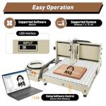 CNC Router Machine 2.2KW 4 Axis 6090 USB CNC Router Kit 3D Engraving Machine + VFD Water-Cooling Spindle Motor +Control Box + Handwheel, Ball Screw, with Limit Switch, US STOCK