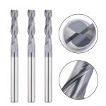 SainSmart Genmitsu 5pcs End Mills CNC Router Bits, 1/4" Shank Tungsten Steel CNC Cutter with 2-Flute Flat Nose, 3” Overall Length, TiAlN Coating, for Aluminum, Metal, Plastic, MDF & Wood, 2FNC05