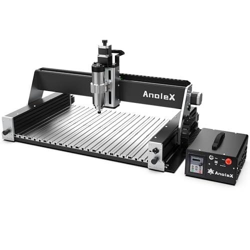 AnoleX CNC Router Machine RX6040 with 1.5KW Air Cooled Spindle, All-Metal XYZ Axis Dual Steel Linear Guides & 1204 Ball Screws for Metal Aluminum Brass Wood Acrylic PCB
