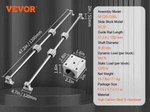SFC 2PCS Linear Guide Rails SFC16 SFC20 1000/2000mm for CNC Routers Lathes Mills
