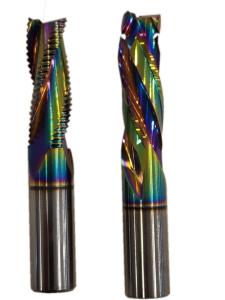 router bit set CNC  1/2" shank 3 flutes compression Rainbow and rougher Rainbow