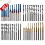 40Pcs CNC Router Bits Set 1/8" End Mill Flat Ball Nose Titanium Nano US