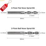 40Pcs CNC Router Bits Set 1/8" End Mill Flat Ball Nose Titanium Nano US