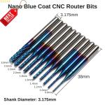 40Pcs CNC Router Bits Set 1/8" End Mill Flat Ball Nose Titanium Nano US