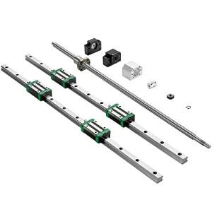 VEVOR Linear Guide Rail, 2Pcs HGR20-1500 mm, Linear Slide Rail Shaft Optical Axis with 1Pcs RM1605-1500 mm Ballscrew, BF12/BK12 Kit, 4 Blocks, Square, Pre-Drilled Holes, for CNC Routers Lathes Mills