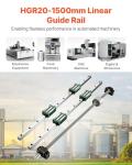 VEVOR Linear Guide Rail, 2Pcs HGR20-1500 mm, Linear Slide Rail Shaft Optical Axis with 1Pcs RM1605-1500 mm Ballscrew, BF12/BK12 Kit, 4 Blocks, Square, Pre-Drilled Holes, for CNC Routers Lathes Mills