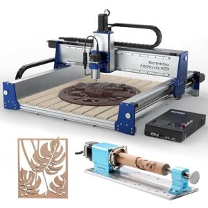 Genmitsu PROVerXL 2X2 CNC Router Machine for Woodworking + Rotary Module Kit,10:1 Speed Reducer, Clamped Range 15-275mm