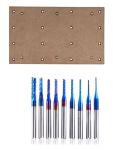 Genmitsu CNC MDF Spoilboard for 3018 CNC Routers, CNC Accessories 30 x 18 x 1.2cm (11-4/5''x 7''x 1/2''), M6 Holes (6mm)+ Genmitsu 10Pcs Nano Blue Coat End Mill CNC Router Bits, 0.8-3mm, 1/8" Shank