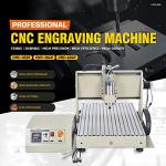 CNC Router Machine Round Rail CNC 3-axis 6040 Desktop Engraving Machine with Emergency Button, 1500W Variable Frequency Spindle, ER11 Nut 6mm Collet for Wood Plastic Acrylic PCB Boards