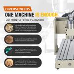 CNC Router Machine Round Rail CNC 3-axis 6040 Desktop Engraving Machine with Emergency Button, 1500W Variable Frequency Spindle, ER11 Nut 6mm Collet for Wood Plastic Acrylic PCB Boards