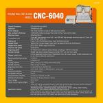 CNC Router Machine Round Rail CNC 3-axis 6040 Desktop Engraving Machine with Emergency Button, 1500W Variable Frequency Spindle, ER11 Nut 6mm Collet for Wood Plastic Acrylic PCB Boards