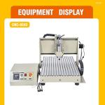 CNC Router Machine Round Rail CNC 3-axis 6040 Desktop Engraving Machine with Emergency Button, 1500W Variable Frequency Spindle, ER11 Nut 6mm Collet for Wood Plastic Acrylic PCB Boards