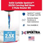 Amana Tool 46286-K Carbide Up Cut Spiral CNC Router Bits for Plastic, Wood 2D/3D Carving 3.6 Deg Tapered Angle Ball Tip 1/8 D x 1/16 R x 1 x 1/4 Shank 3 Flute, Spektra Tool Life Coated