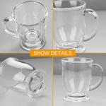 Set of 6 Clear Glass Coffee Mugs 15oz