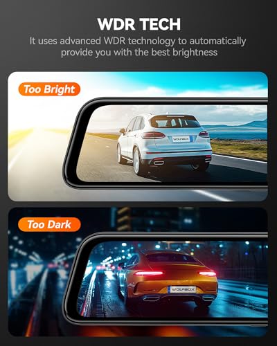 WOLFBOX 12" 4K Dual Lens Rearview Dash Cam