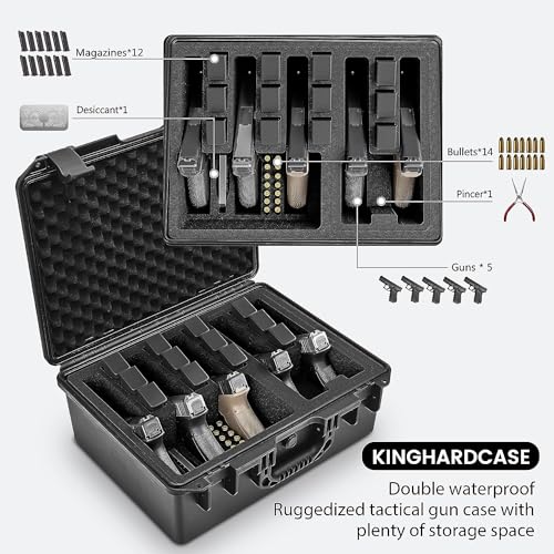Kinghardcase 5 Pistol Hard Gun Case with Foam