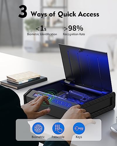 Biometric Gun Safe with Quick Access and USB C