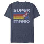 Super Mario Retro Stripe T-Shirt - Navy Blue