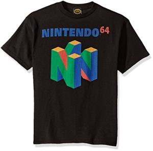 Nintendo Boys 64 N64 Logo Graphic T-Shirt T Shirt, Black, Large US