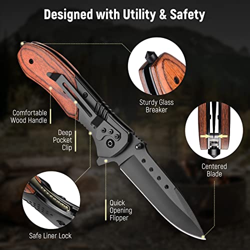 KEXMO Pocket Folding Knife with Glass Breaker
