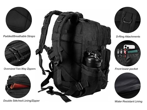 LHI 45L Tactical Backpack with Molle System - Black