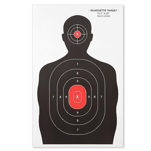 50 Pack Paper Shooting Targets with Red Bullseye