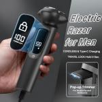 Waterproof Electric Razor with Quick Charge & Trimmer