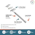 MERKUR 22C Double Edge Safety Razor - Matte Chrome | Long Knurled Brass Handle | Made in Germany | Plastic-Free | Three Piece Design | Closed Comb | Straight Bar